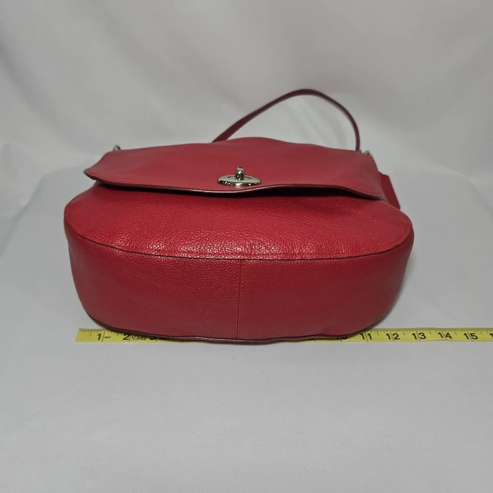 Coach Pebbled Leather Turnlock Hobo Red Purse